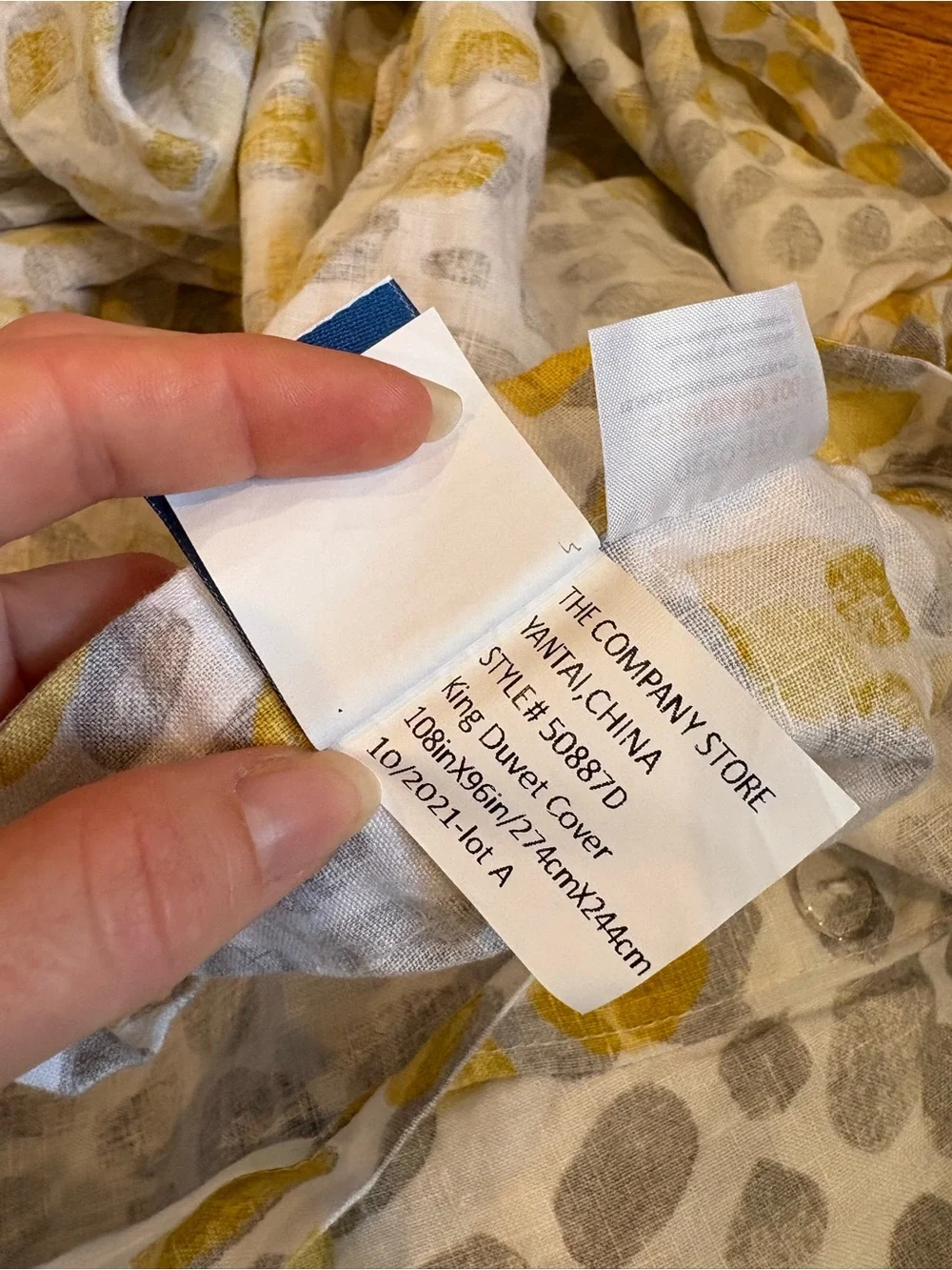 The Company Store Relaxed Linen King Duvet Cover + 2 Pillow Shams Yellow Grey